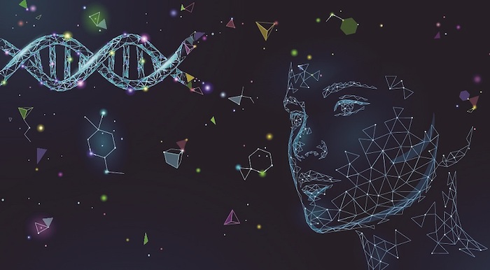 Person and DNA, in digital-type image