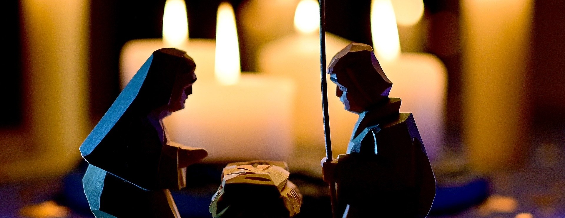 Nativity scene with candles